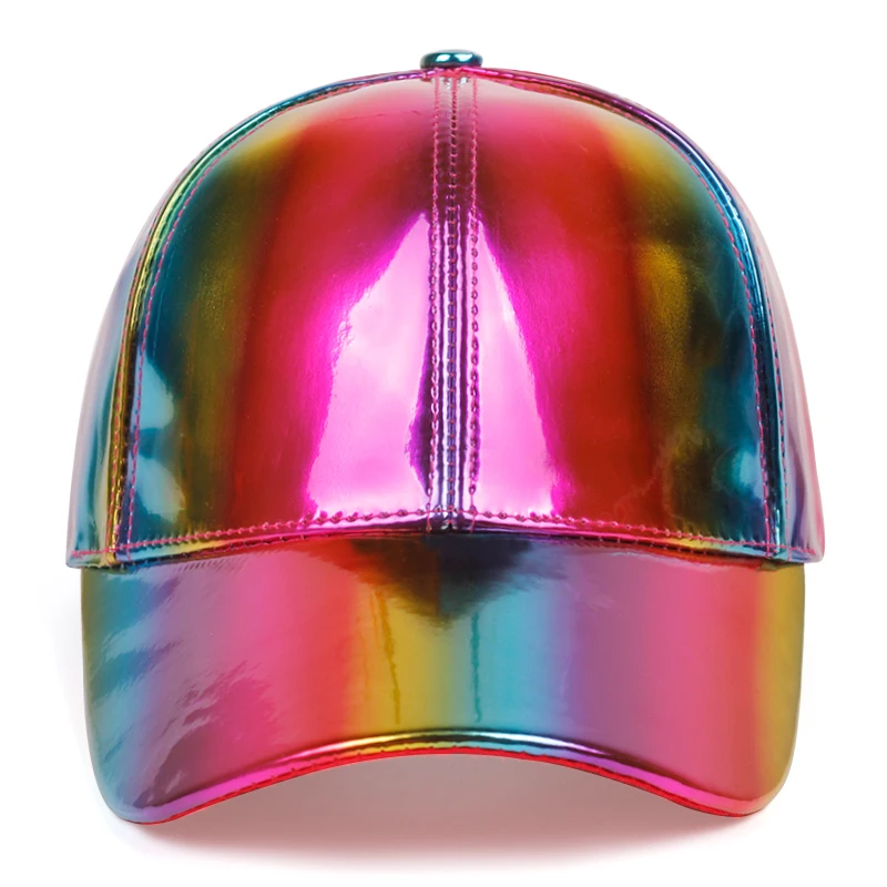 2024 New Fashion rainbow color discoloration cap leather baseball cap hip-hop Snapback Hats Adjustable dad hats