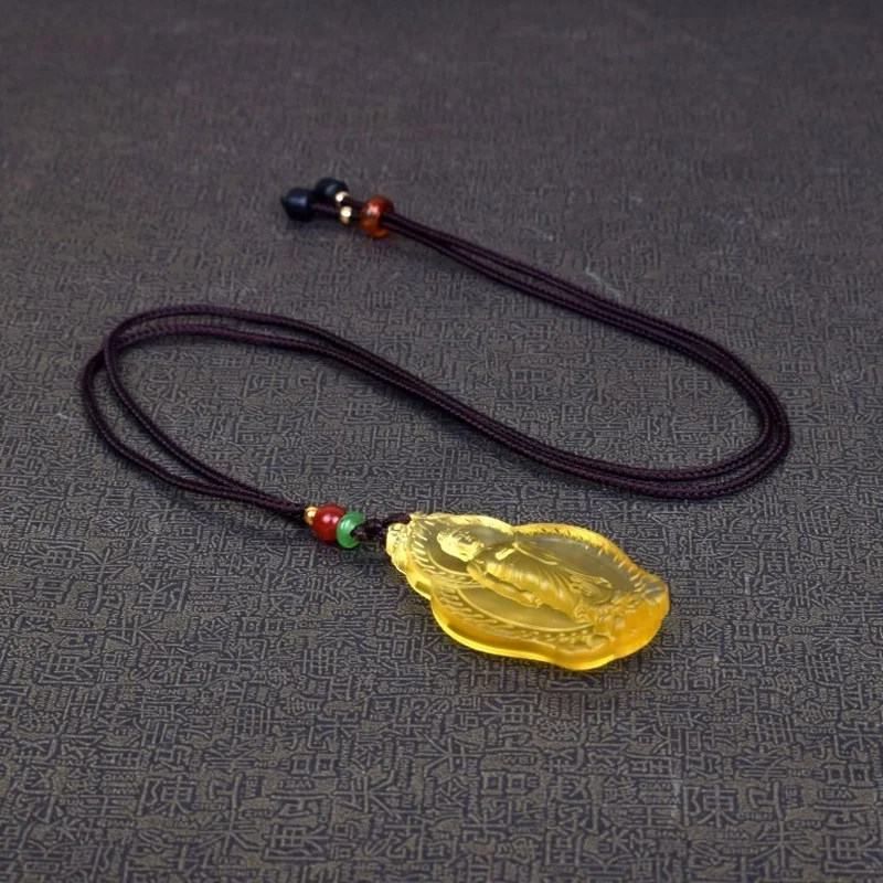 Natural Citrine Hand-carved Guanyin Jade Pendant Fashion Boutique Jewelry Men\'s and Women\'s Topaz Necklace Gift Accessories