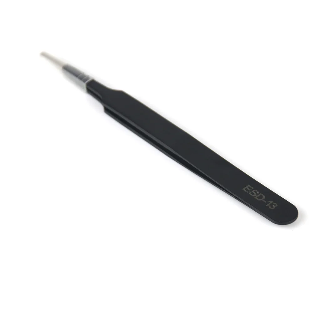 6pcs Anti-static ESD 10-15 Industrial Precision Curved Straight Tweezers Stainless Steel BGA Repair Tweezers Maintenance Tool