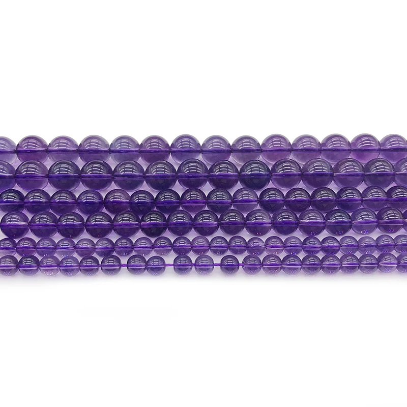 Fashion Natural Purple Crystal Stone Round Loose Beads Suitable for DIY Female Bracelet Necklace Making 15