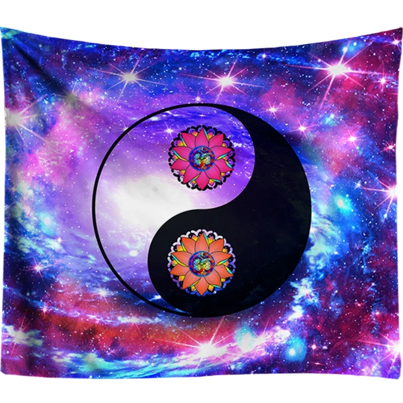 Taiji Wall Tapestry for Bedroom Dorm Living Room Colorful Yoga Tapestry Psychedelic Mystic Tapestry Wall Hanging for Dorm Bar