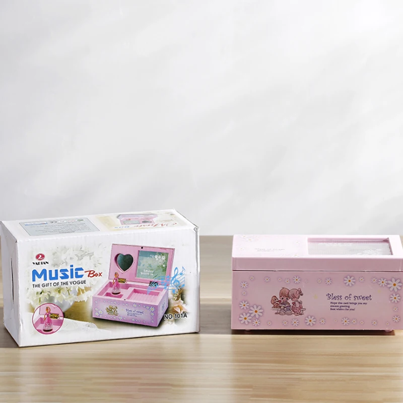 Creative Ballerina Music Box decoration Clockwork Plastic Jewelry Box Girls Hand Crank Music Mechanism Christmas Gift