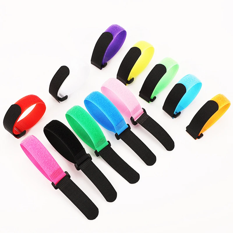 10pcs Color Nylon Adhesive Magic Strap Fastener Tape With Buckle Hook Loop Adhesive Magic Tape Strap Cord Ties cable s