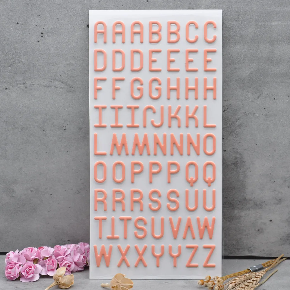 Low price 8 Sheets Alphabet Letters Sticker 24Cm*12Cm  Self Adhesive Lowercase Uppercase Puffy Sticker Decorative Scrapbooking