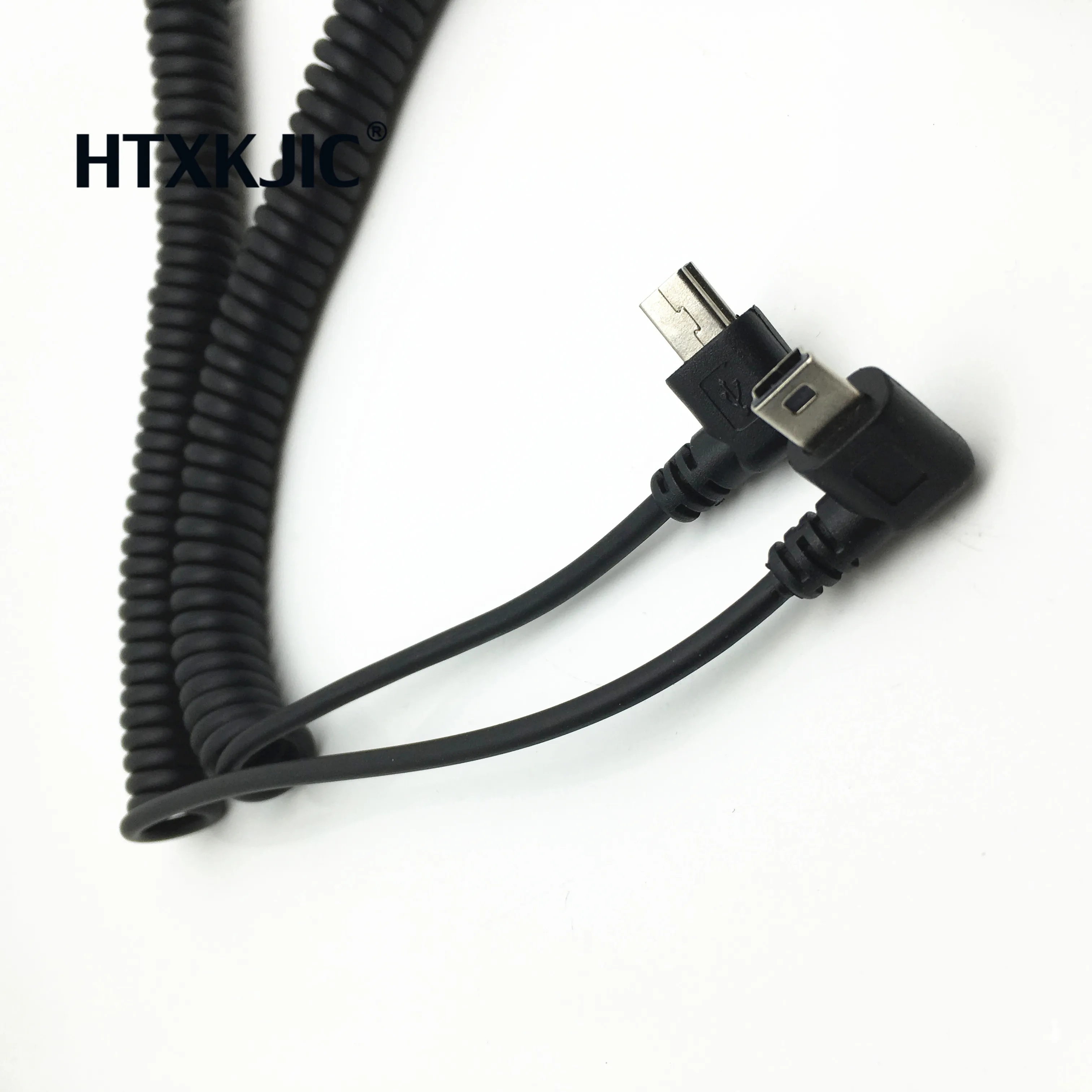 USB Female 90 degree to mini USB Right Left Stretch spring cable for Mobile hard disk and navigation mobile