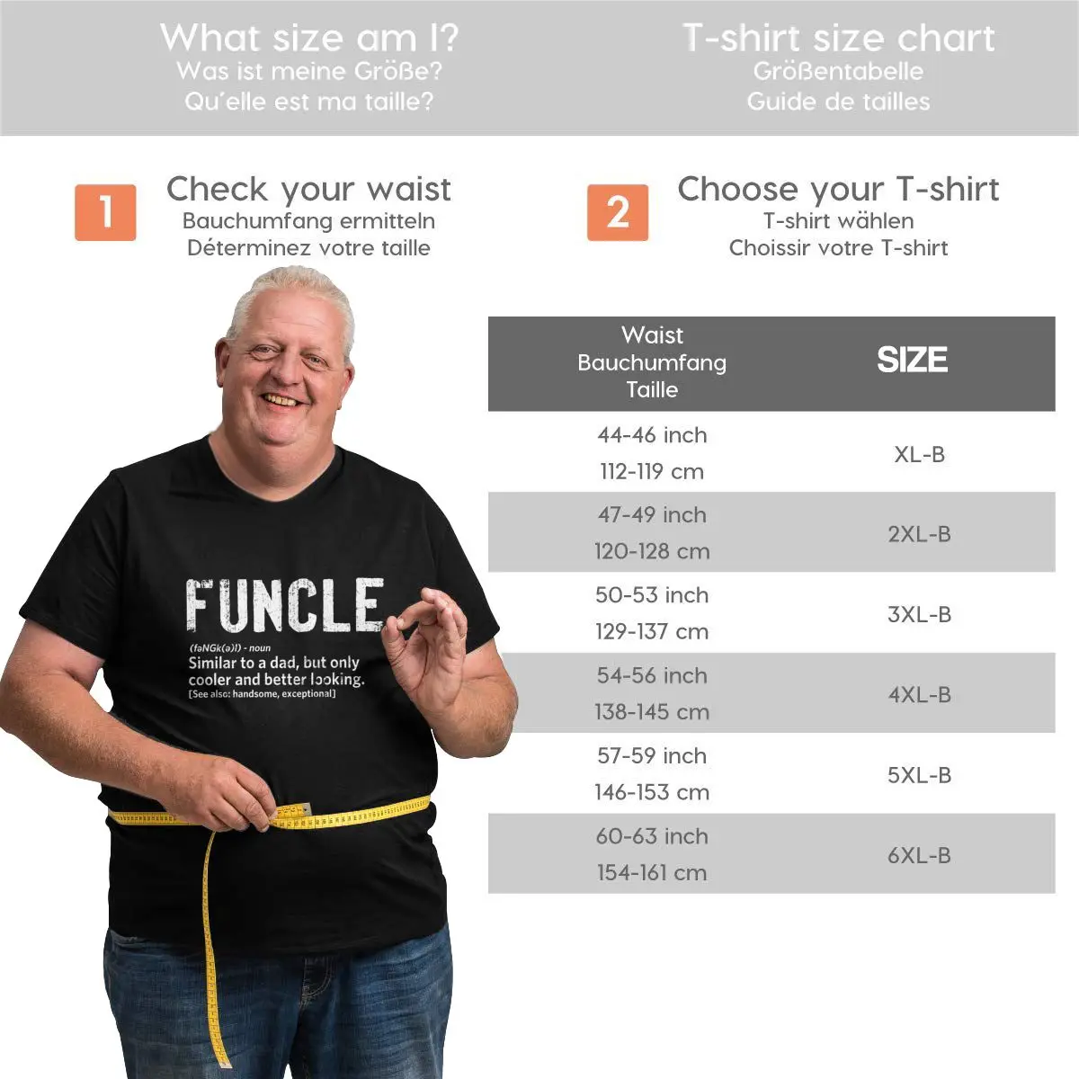 Funcle Fun Uncle Definition T-Shirts Men Niece Nephew Gift Big Tall Tee Shirt Round Neck T Shirt Plus Size 4XL 5XL 6XL Clothing