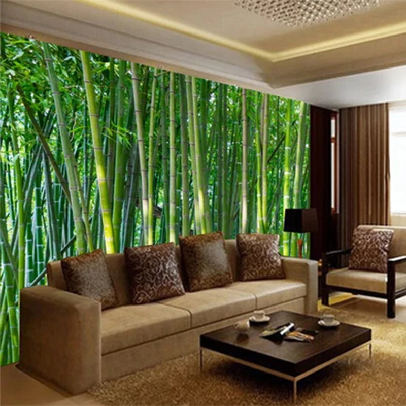 Custom Mural Wallpaper 3D Bamboo Forest Nature Landscape Living Room Bedroom Self-Adhesive Waterproof Papel De Parede 3D Sticker