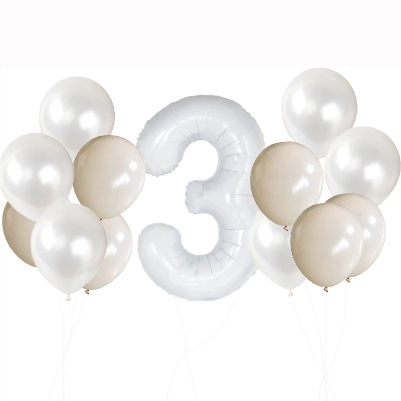 13pcs 32inch White Number Foil Balloons For Marriage Wedding Anniversary Boy Girl Birthday Party Baby Shower Decoration Globos