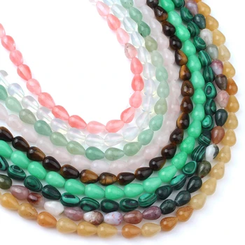 6*9mm Water Drop Beads Natural Jades Opal Agates Tiger Eye Quartz Aventurine Beads For Jewelry DIY Making Bracelet Accessories