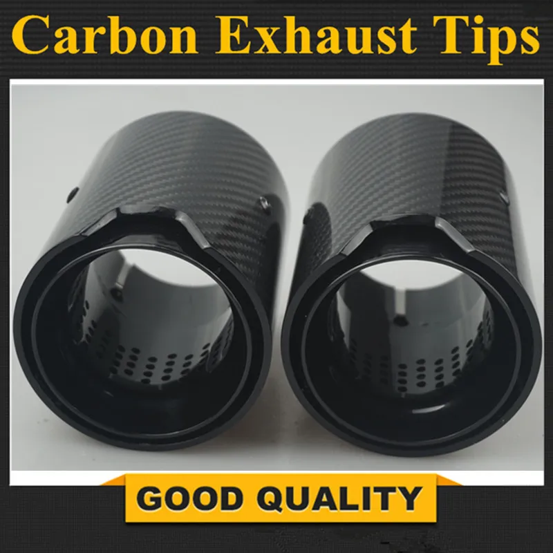 Car Universal Exhaust Pipe M LOGO black Carbon Fiber Exhaust Tips for M Performance Exhaust Pipe for Exhaust Tips