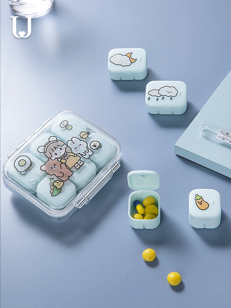 GY Medicine Box Packing Portable Small Portable Mini Storage Box 7 Days Morning, Middle and Night Tablet Box Large Capacity