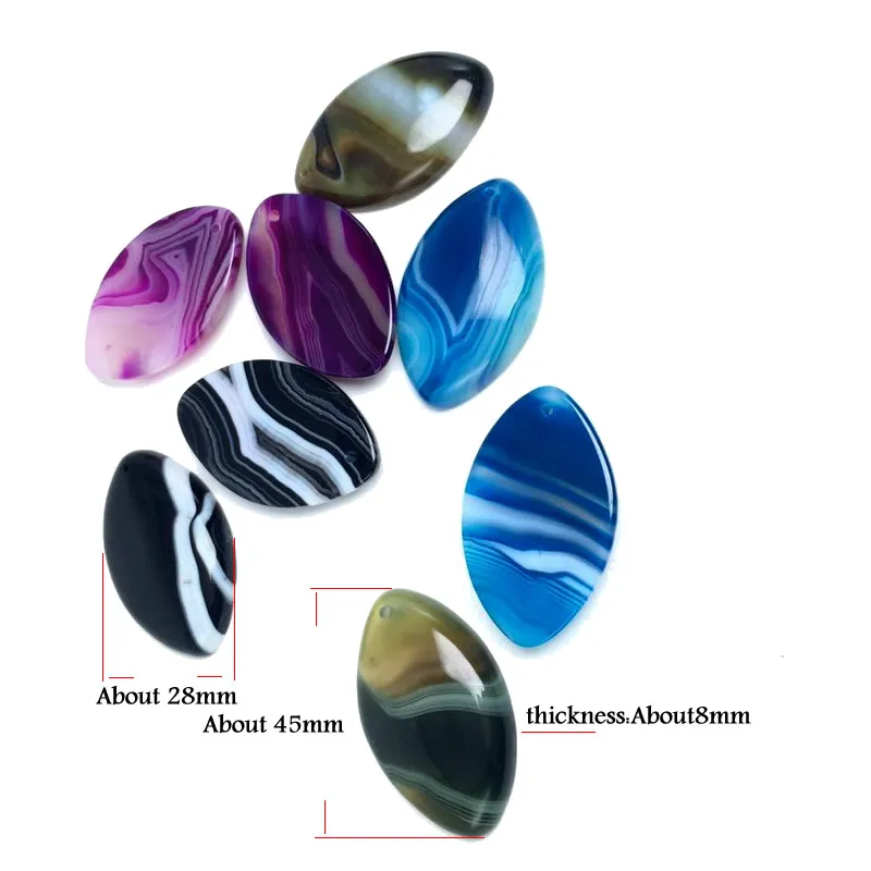 Natural Stone Black Marquise Agates Pendant Egg Shape Fine Pendants For Jewelry Making DIY Charm Necklace Accessories 28x45mm