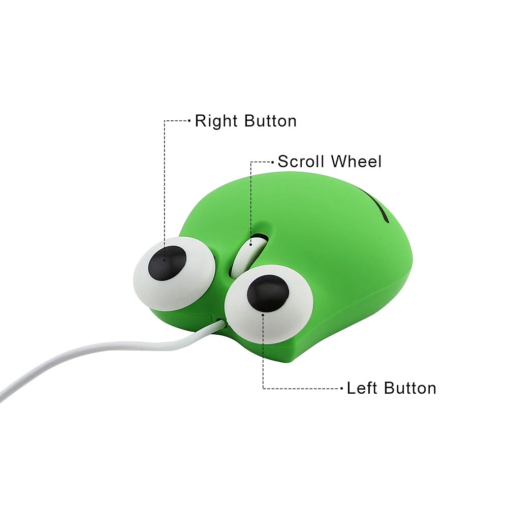 Wired Cute Mini Mouse Cartoon Jumping Frog Design Mause 1600 DPI 3D USB Optical Computer Kids Mice With Mouse Pad For PC Laptop