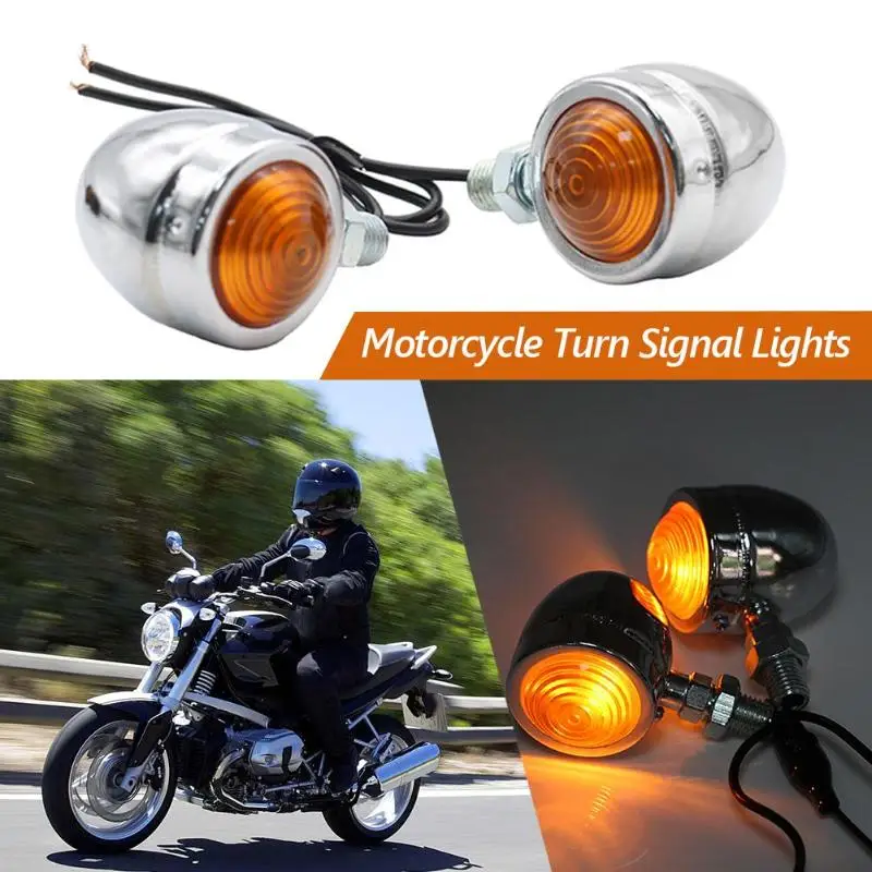 1 Pair Universal Motorcycle AMBER & Black Mini Bullet LED Turn Signals Brake Running Lights Turn Signals Indicators Hot