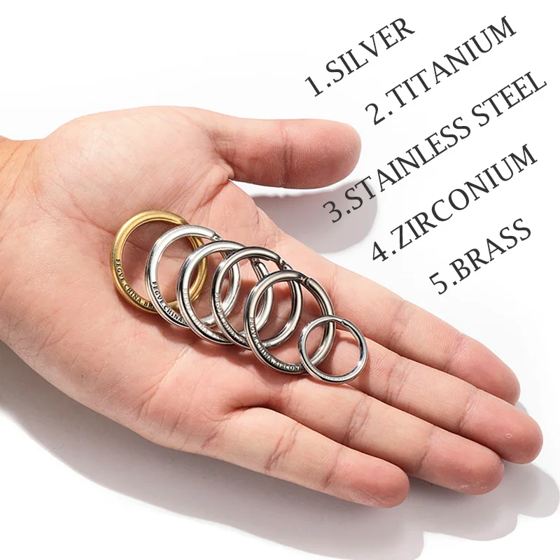 Titanium Keyring Brass Stainless Steel Material Key Arc Rings Luxury EDC Car Original Keychain Buckle for Accessories