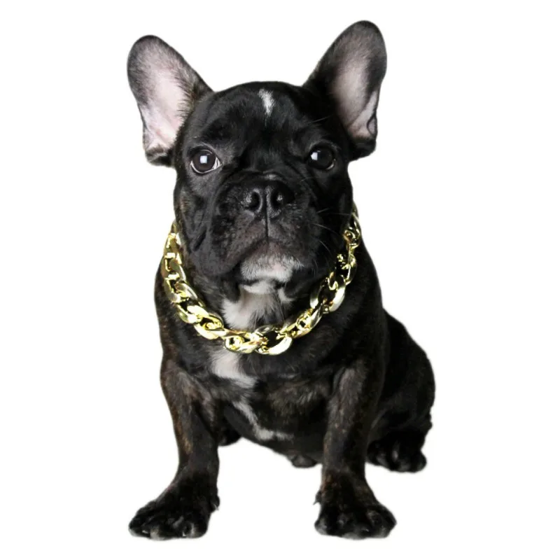 Dog Chain Collar Pet Fashion Necklace for Large Dogs Pitbull Bulldog Strong Silver Gold Slip Dog Collar