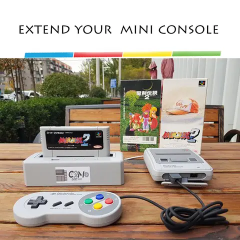 C2M Classic 2 Magic Plays Game Carts Adapter Compatible with NTSC and PAL Version 16 Bit Console for SNES Mini Classic