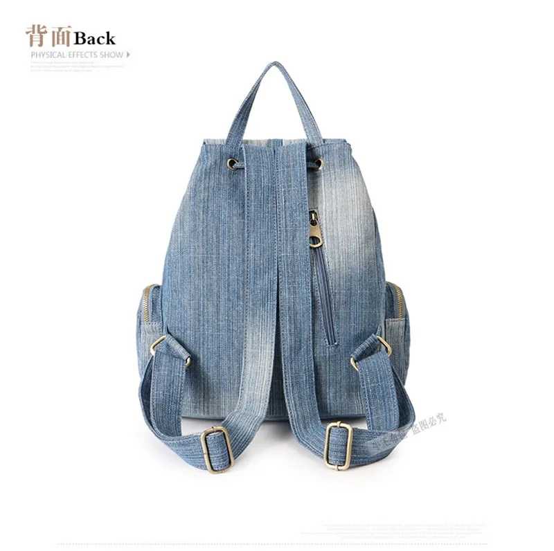 Imagem -02 - Mulheres Denim Mochila Viagem Casual Mochila Multifuncional Bolsas para Portátil Cores Transporte da Gota de Alta Qualidade 2023