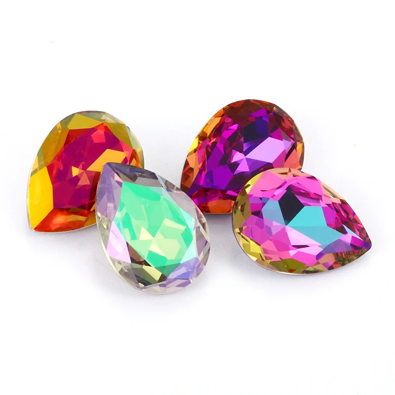 Bright Heliotrope Tear Drop K9 Glass Rhinestones Glass Crystal Pointback Rhinestones Glue on Garment Crafts Jewelry Accessories