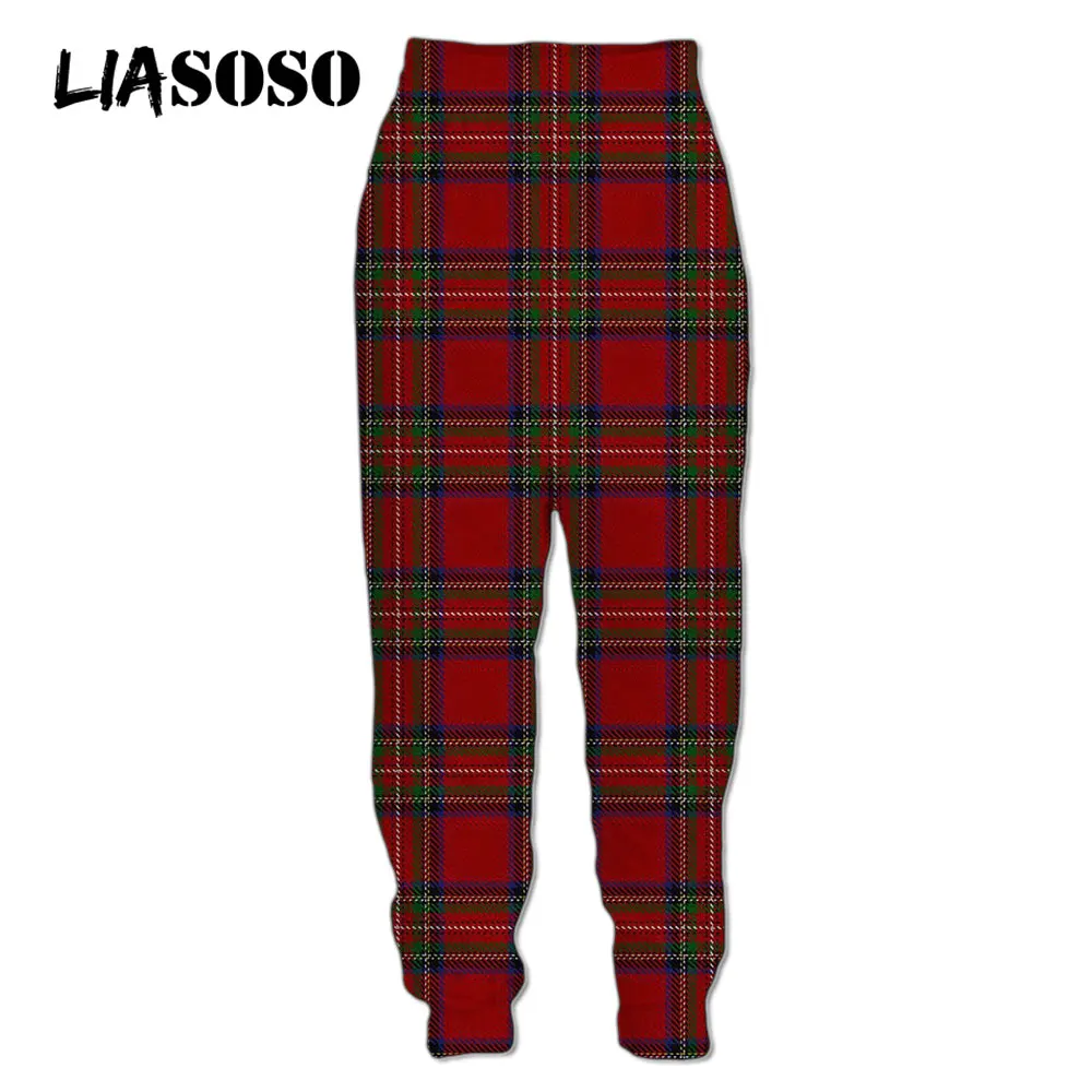 

LIASOSO Checked Trousers Men's Plaid Pants 3D Print Lattice Unisex Sweatpants Streetwear Jogging Women Pants Overszied Clothing