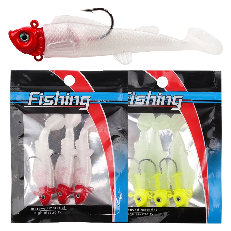 

3pcs/Bag Luminous Light Simulation Soft Lure for Seabass Soft Body 8.5cm15g Saltwater T-Tails Fishing Baits