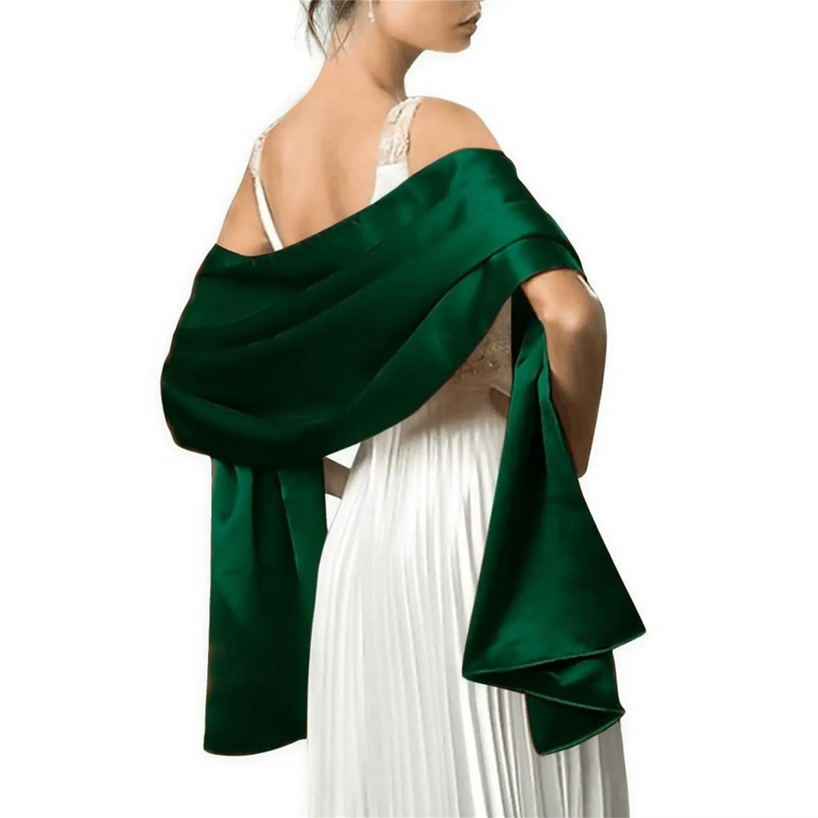 Capa larga de noche para mujer, de Color liso vestido de novia, chal elegante de satén, Bolero para boda, fiesta de Navidad y graduación, 2021