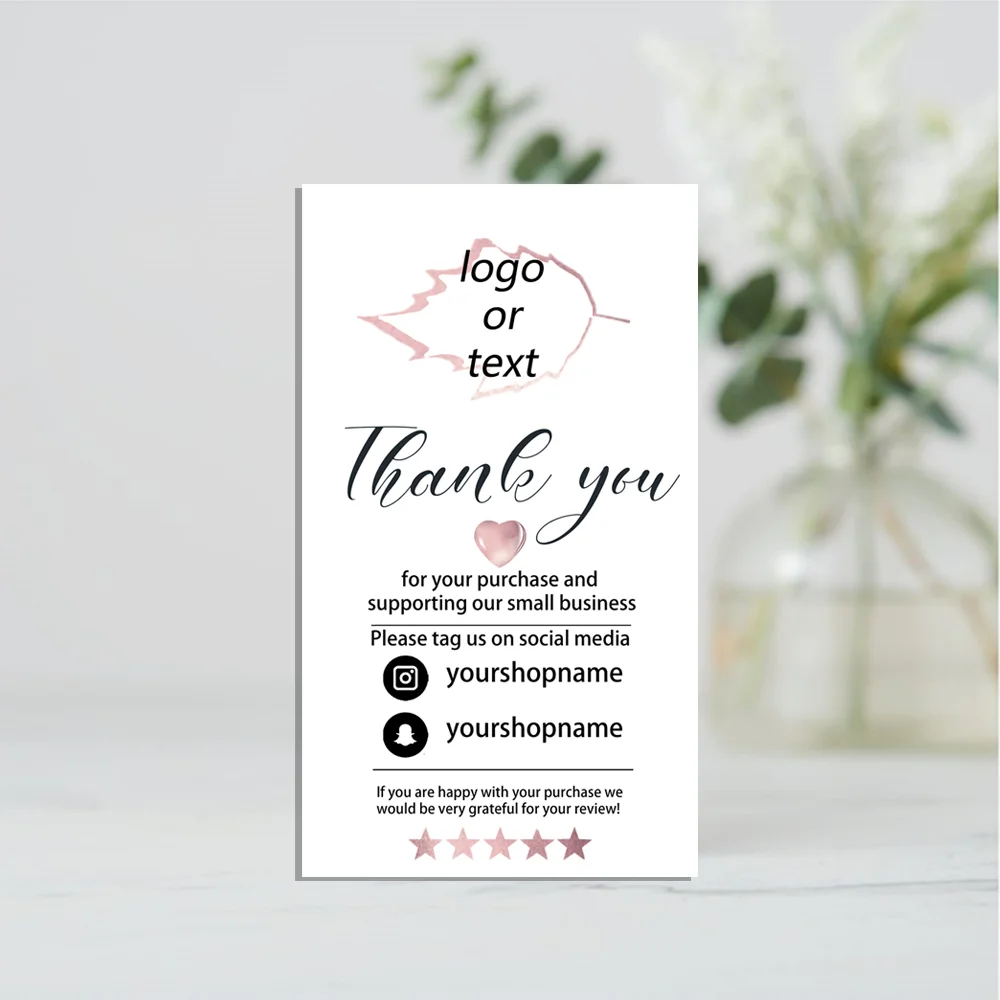 

Small Business Insert Card, Simple Shop Packaging Card, Media Social Card, Thank You Cards, Add Your Logo