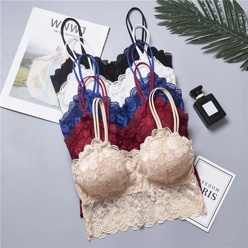 Women Lace Sexy Beauty Back Wire Free Strap Bra Female White Daily Casual Seamless Bras Hot Sale