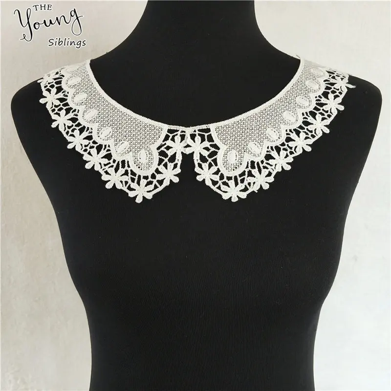 Stile di Modo Tessuto di Pizzo Bianco Neckline Del Ricamo di Applique Del Merletto Del Collare Fai da Te Trim Accessori di Abbigliamento Cucito