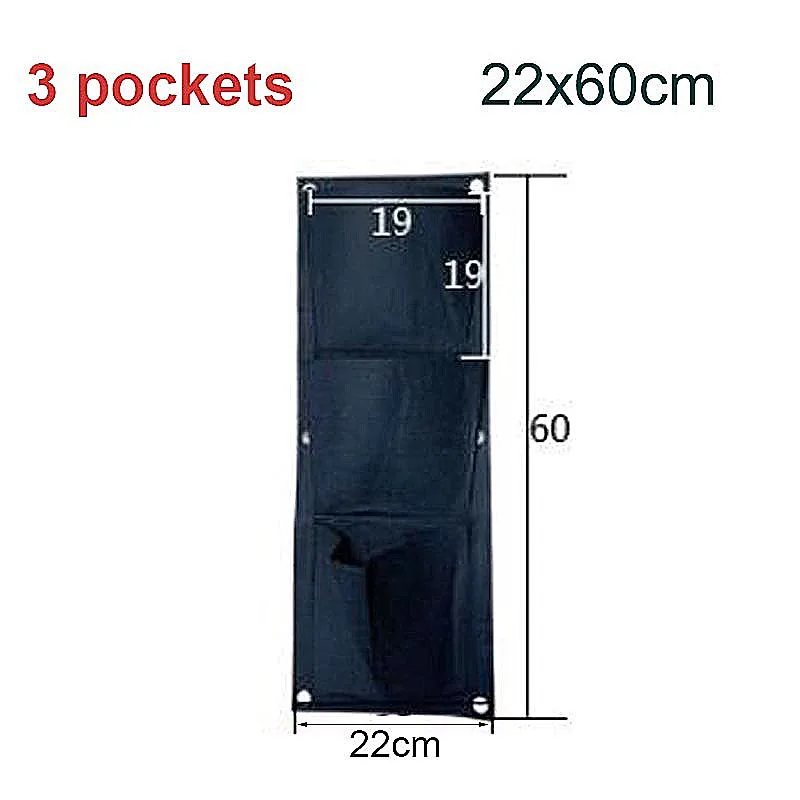 3 Pockets Wall Hanging Planting Bags Planter Vertical Garden Fabrics Pockets Grow Bags Flowerpot Balcony Decoration Jardin