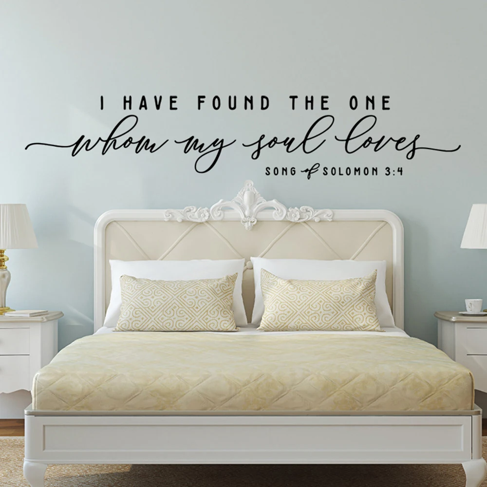 Wedding Romantic Bible Verse Christian Wall Decal Bedoom Couple I Have Found The One Whom My Soul Loves Wall Sticker  Decor