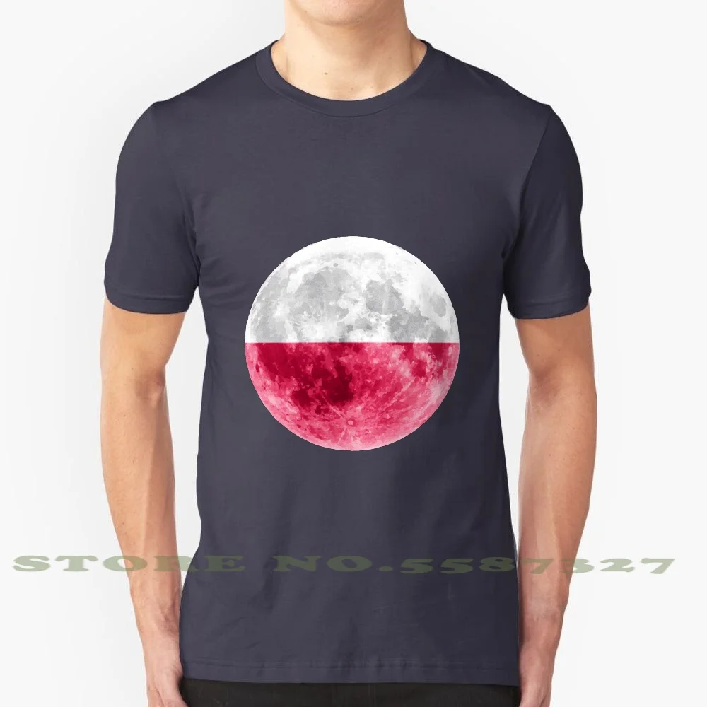 Poland Polish Flag Moon - Gift For Polish From Poland 100% Cotton T-Shirt Polish Pride Poland Flag Polish Flag Roots Country