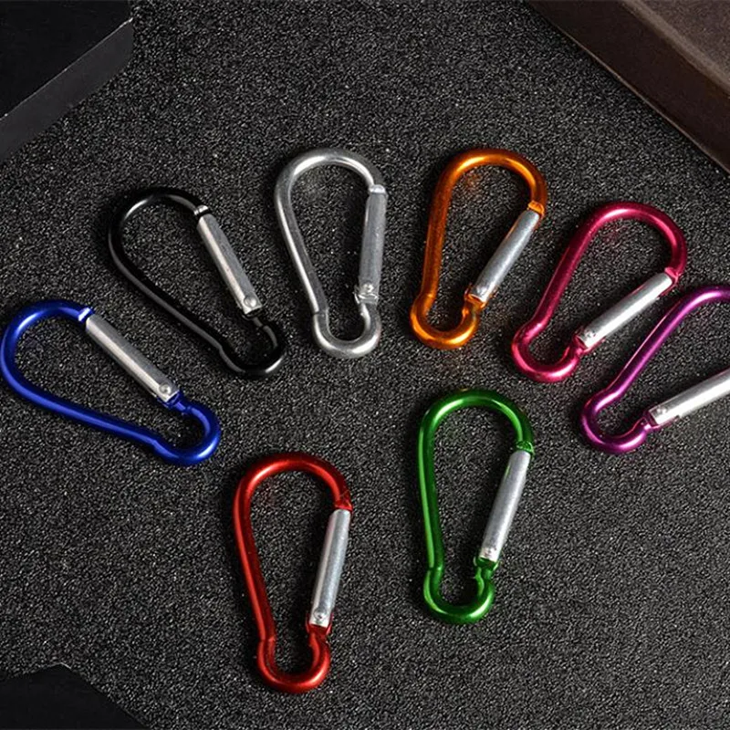 10PCS Aluminum Carabiner Key Chain Clip Outdoor Camping Keyring Snap Hook Water Bottle Buckle Travel Kit Climbing Accessories