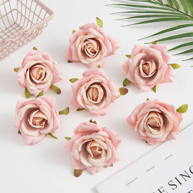 100PCS Künstliche Blumen Günstige Weihnachten Kränze Hochzeit Party Dekoration Diy Geschenke Box Scrapbooking Gefälschte Seide Rosen Kopf