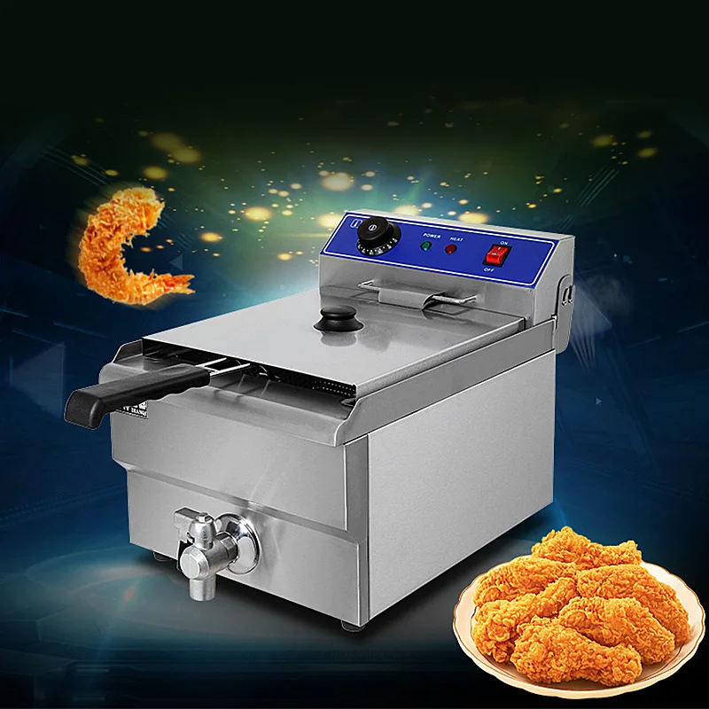 Freidora eléctrica individual de 13L, máquina de freír patatas fritas de acero inoxidable, pollo frito, 220v, 3250w