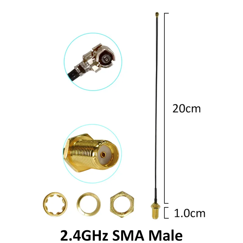 GRANDWISDOM 10 stücke 2,4G antenne 2dbi sma männlichen wlan wifi 2,4 ghz antene IPX ipex 1 SMA weibliche zopf verlängerung Kabel iot antena