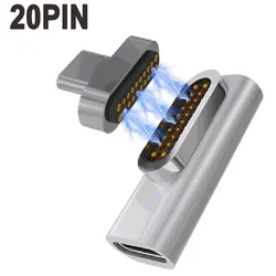 1set Magnetic Type-C 3.1 USB C Adapter 20Pin Notebook Laptop PD Charging Converter for MacBook/Huawei/Xiaomi PC Data Accessories