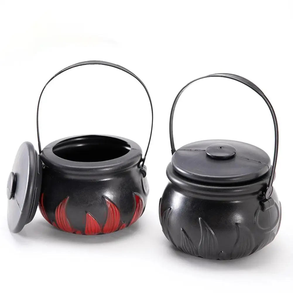 Halloween Candy Pot Witch Prank Toy Ornament Novelty Cauldron Bucket Children Handheld Candy Bucket Party Holiday Decoration