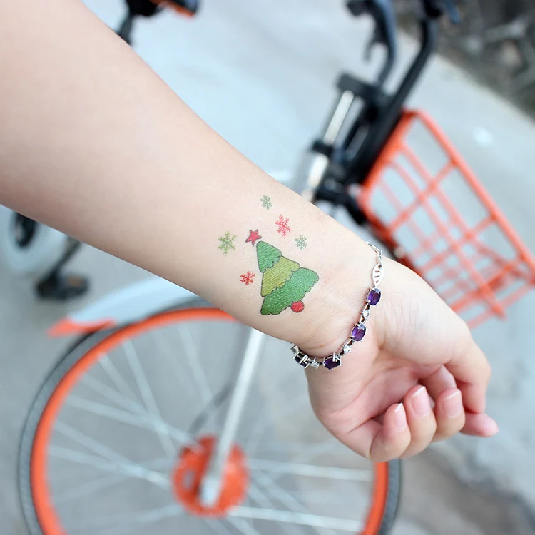 Christmas fake tattoo sticker for kids snow tree deer gift pattern body arm sticker Cartoon style temporary tattoo sticker RA043