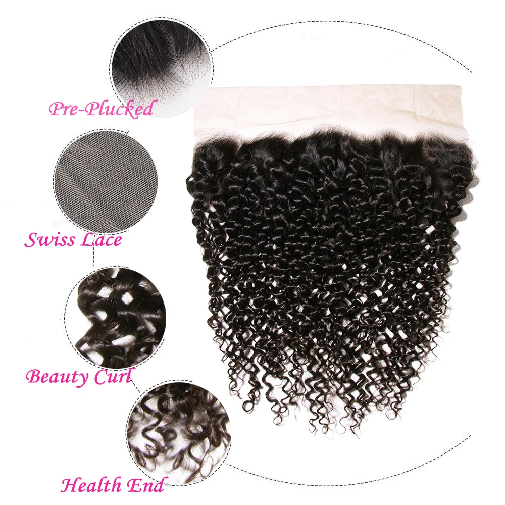 Julia Hair Malaysian Curly Human Hair Bundles With Lace Frontal 3 Bundles With 13x4 Lace Frontal Virgin Human Hair Extensions