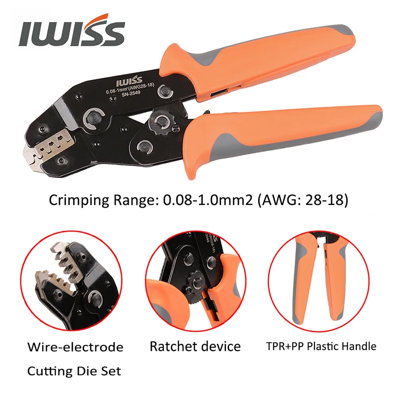 IWISS SN-2549 Crimping Tools for XH2.54/Dupont 2.54/2.8/3.0/3.96/4.8/KF2510/JST Terminal Connector Crimper Plier