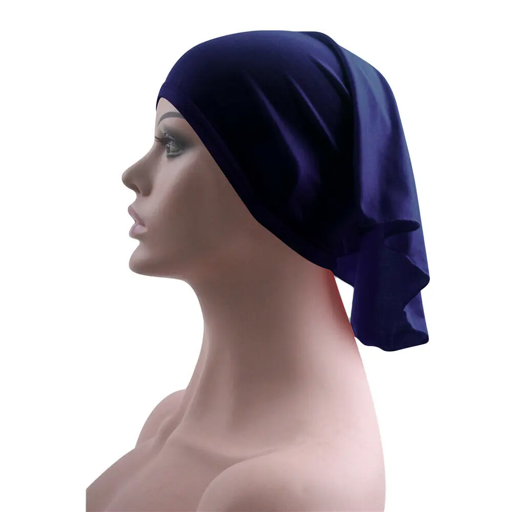 Muzułmanki szalik na głowę bawełna Underscarf Stretch hidżab okładka Headwrap Underscarf Cap szal szal muzułmański wewnętrzny pałąk Bonnet