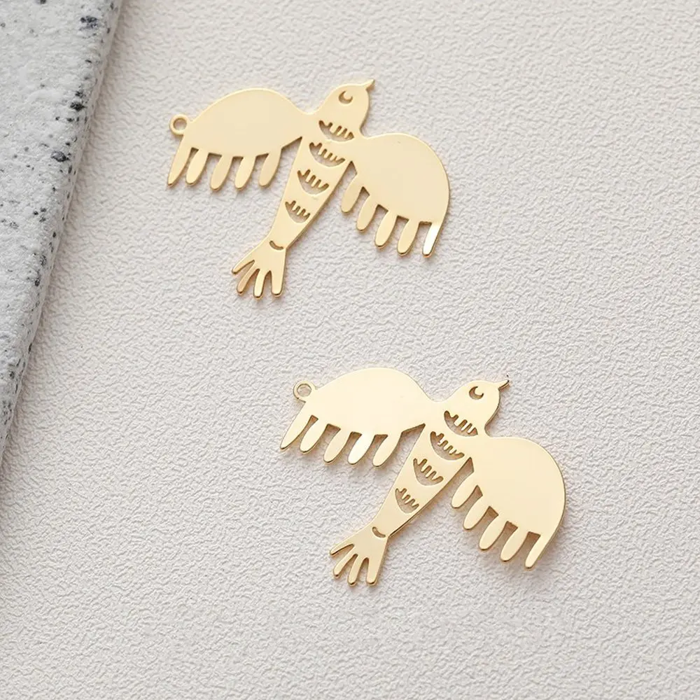 2PCS 14k Gold Plated Bird Swallow Shaped Pendant Charms for Jewelry Making Necklace DIY Hand Made Brass Accessories