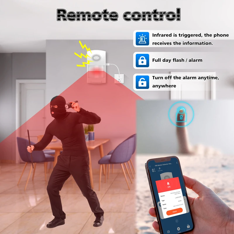 WiFi Home Burglar Alarm System Motion Detector PIR Sensor Alarm Pet Immune Tuya Smart Life APP Remote Control Timing Arm Disarm