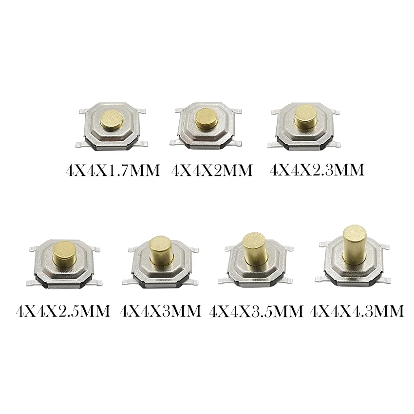 50Pcs Mini 4x4MM PCB Tactile Push Button Switch SMD 4*4*1.7/2/2.3/2.5/3/3.5/4.3MM Micro Switch Momentary Tact Switch Key Button