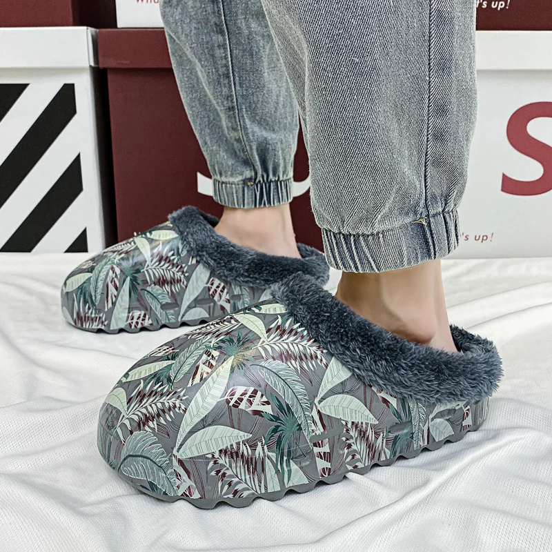 2121 winter warm cotton plush slippers soft soled waterproof indoor men women casual house slippers sandals designer slipper men