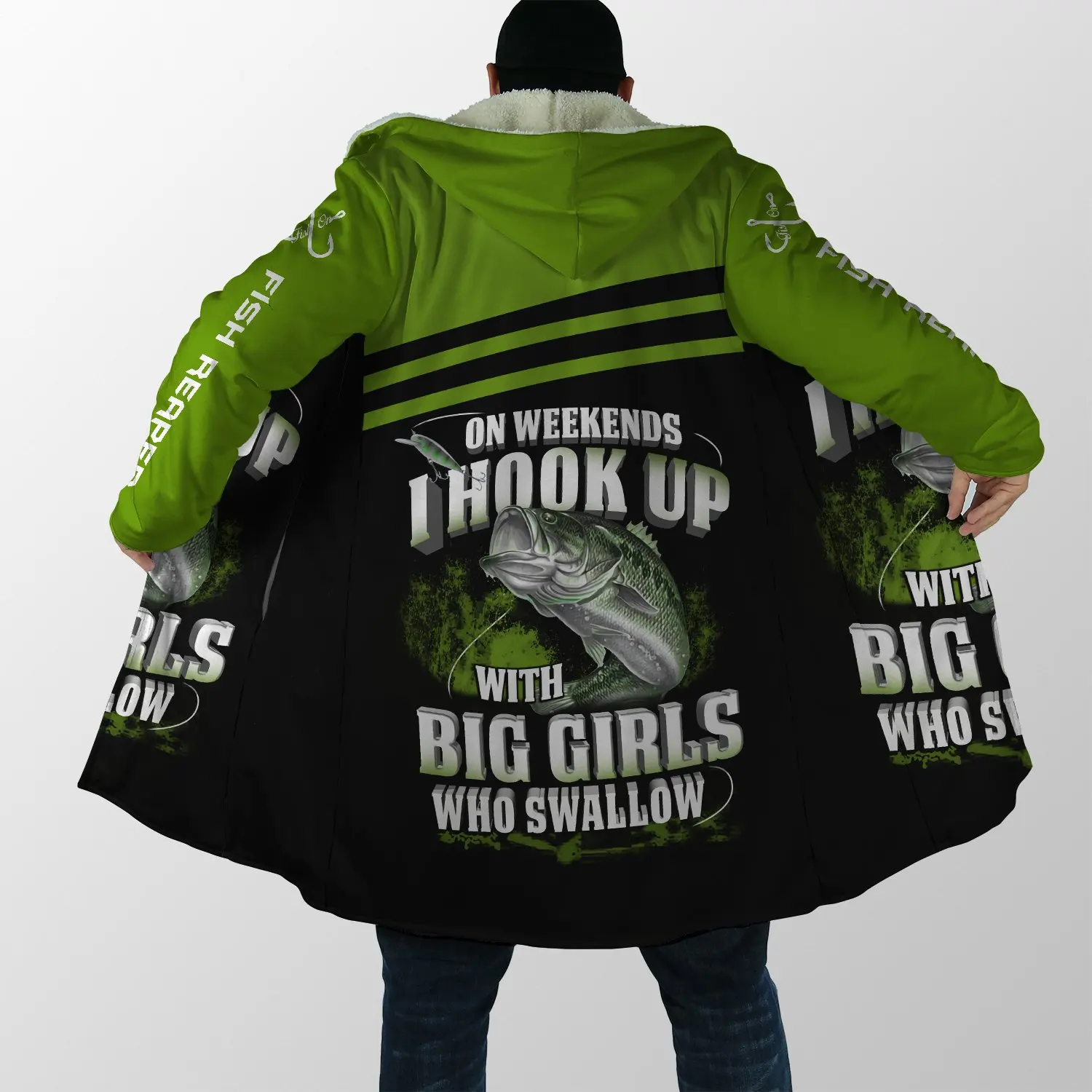 Capa de lana DP08 para pesca de lubina – Estampado 3D con capucha - imagen 2