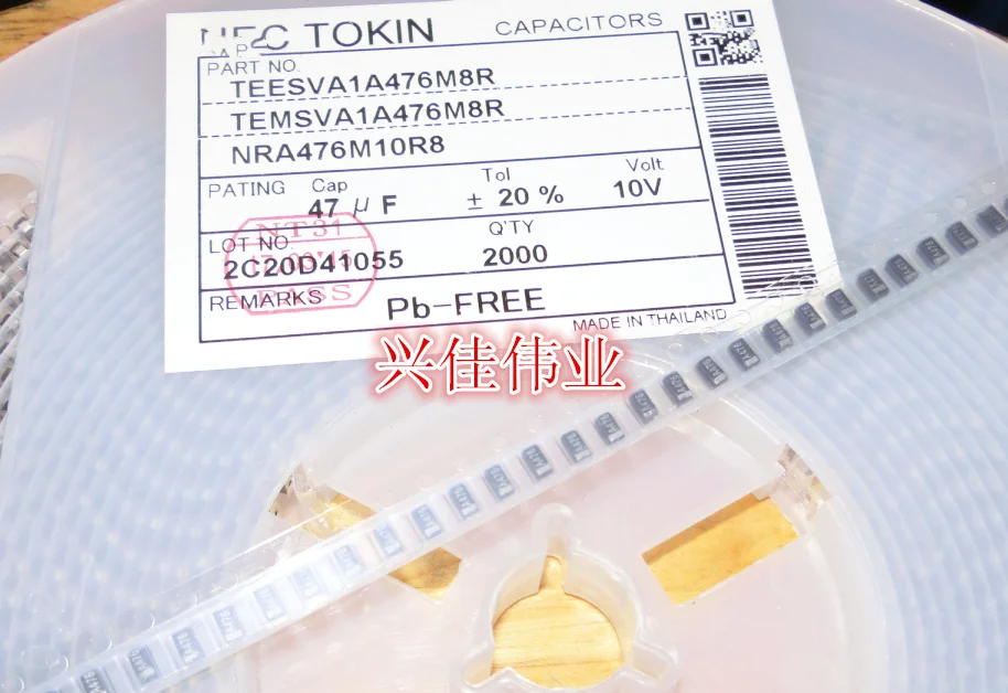 Original 5Pcs/A3216ประเภท47UF 476A 10V 1206ตัวเก็บประจุแทนทาลัม SMD