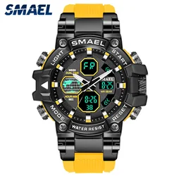 Sport Watches SMAEL Men Watch Military Army 50M Waterproof Auto Date Alarm Clock 8027 Quartz Wristwatches Digital Light Watch