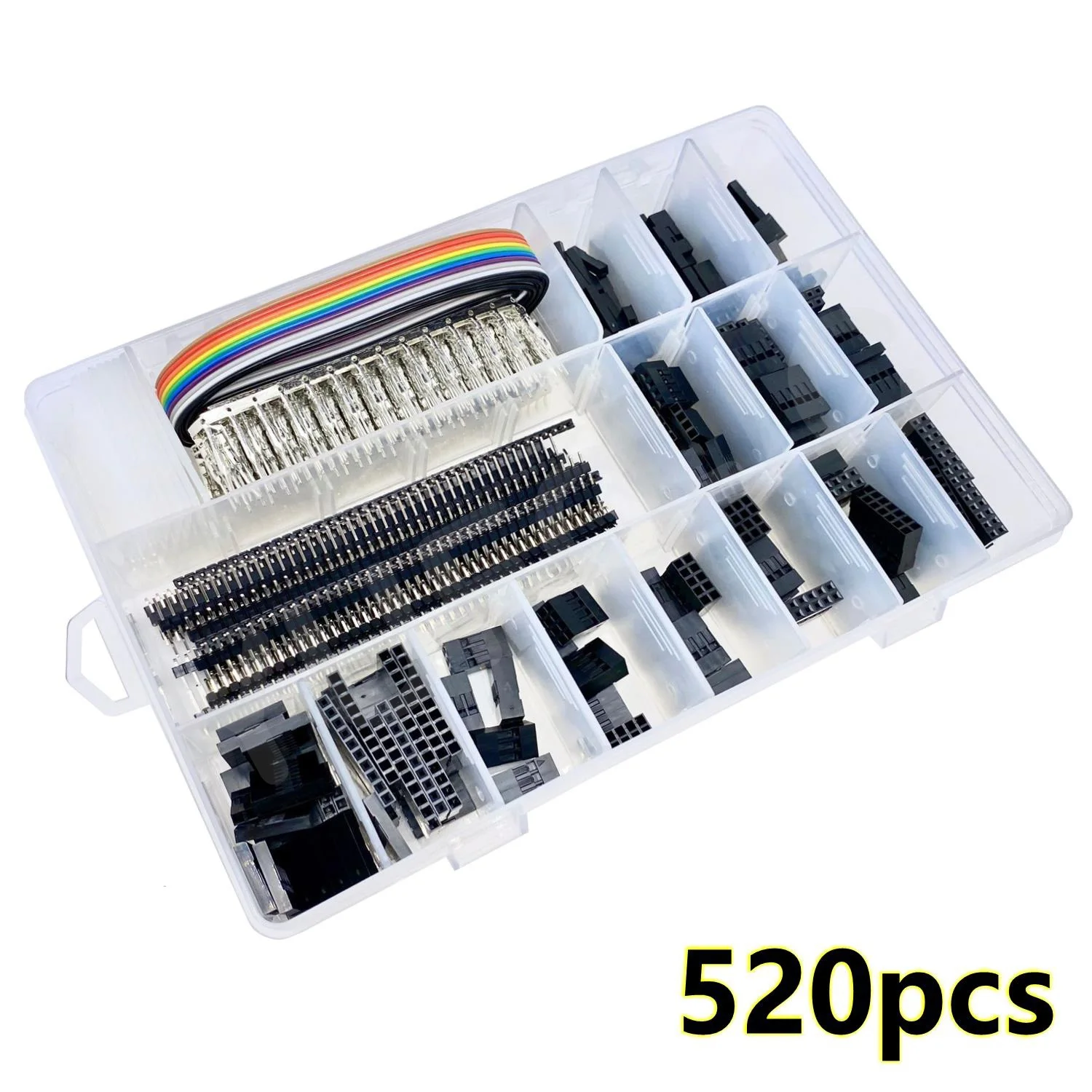 520PCS DuPont Cap Head Shell Kit Wire Jumper Housing Connector male/female Terminal Crimp 1*2/2*2/3/4/5/6/7/8/10Pin Header Strip